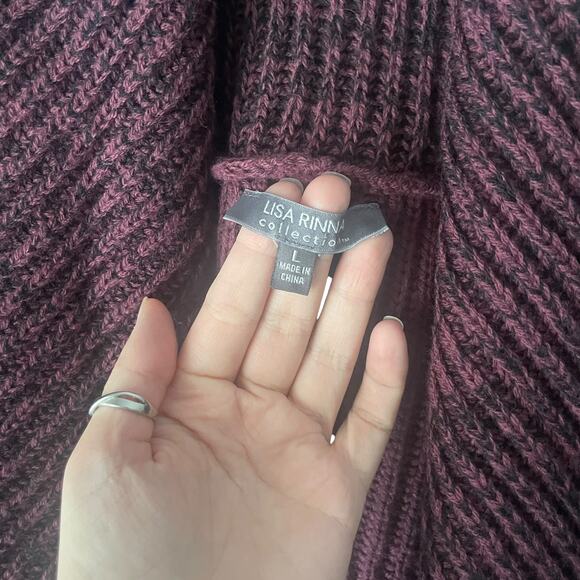 Lisa Rinna Collection Women Large Red Maroon Wrap Cardigan Chunky Sweater - Picture 6 of 10